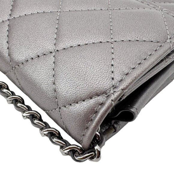 Chanel Pearl My Shoulder Mini Lambskin Quilted Leather Wallet Silver - Picture 8 of 13